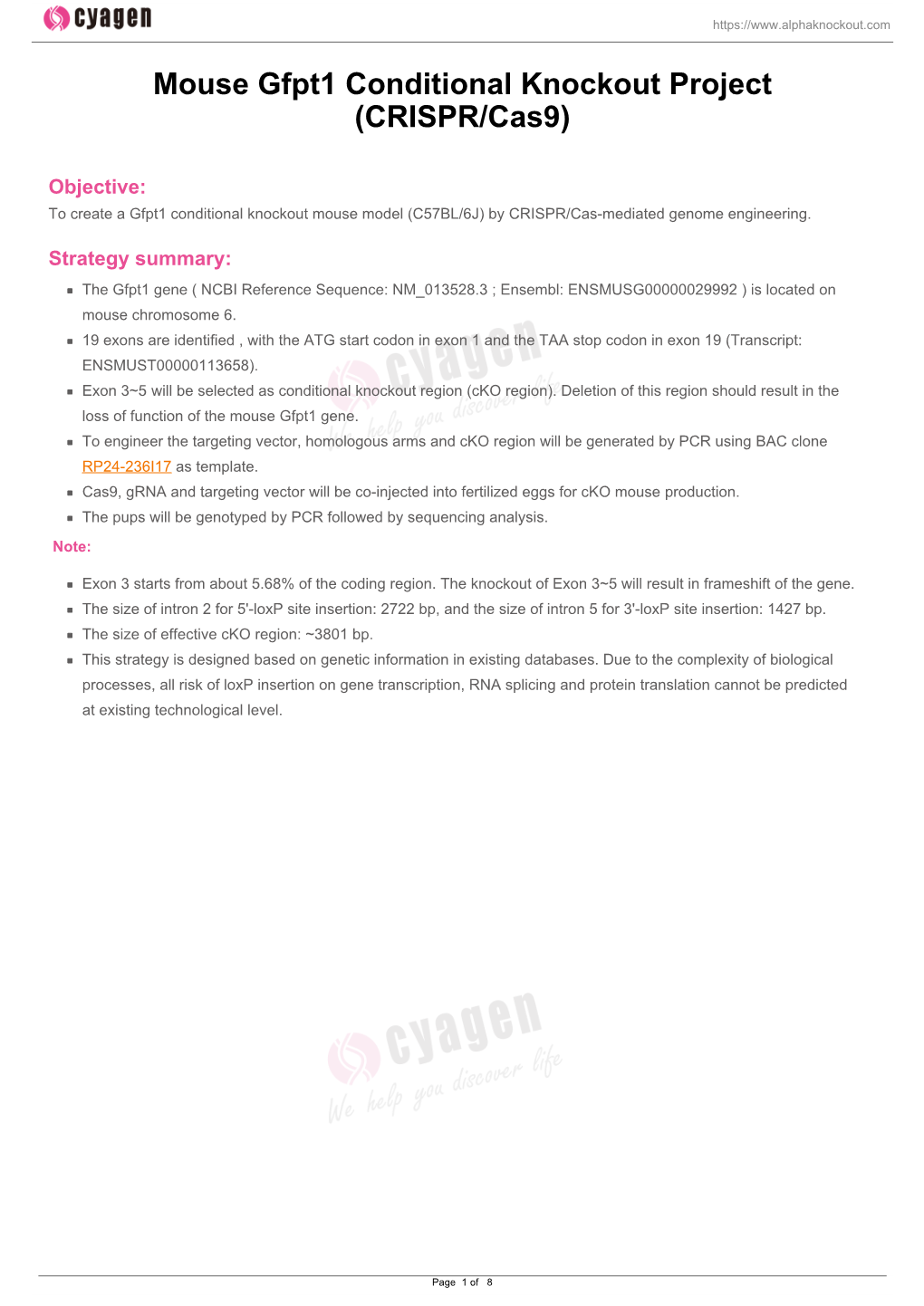 Mouse Gfpt1 Conditional Knockout Project (CRISPR/Cas9)