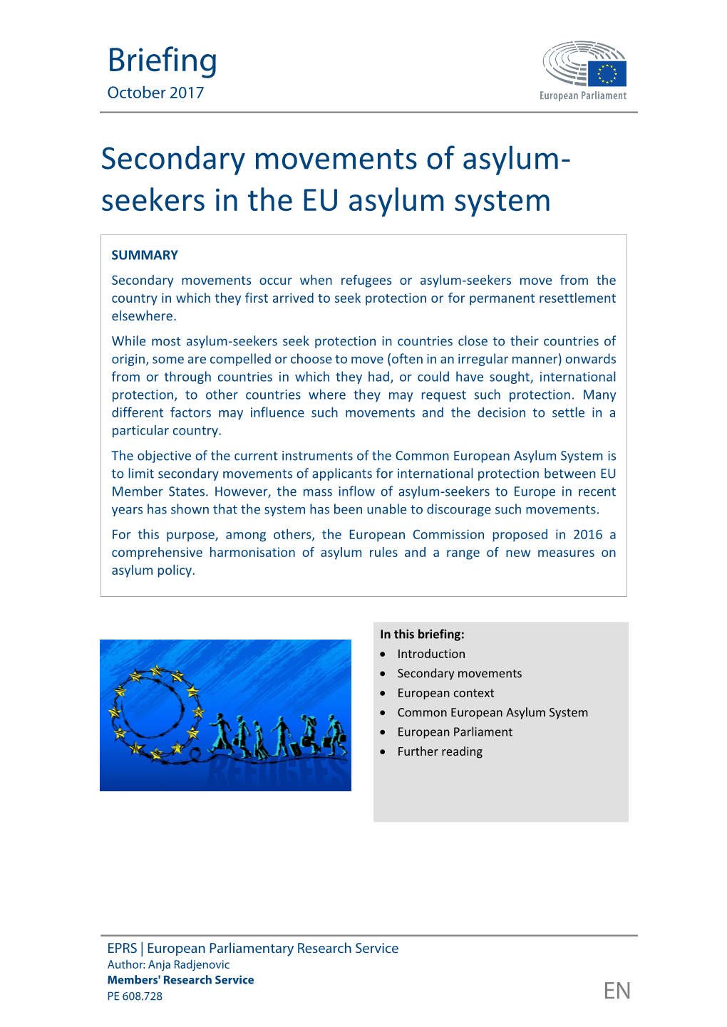 Secondary Movements of Asylum-Seekers in the EU
