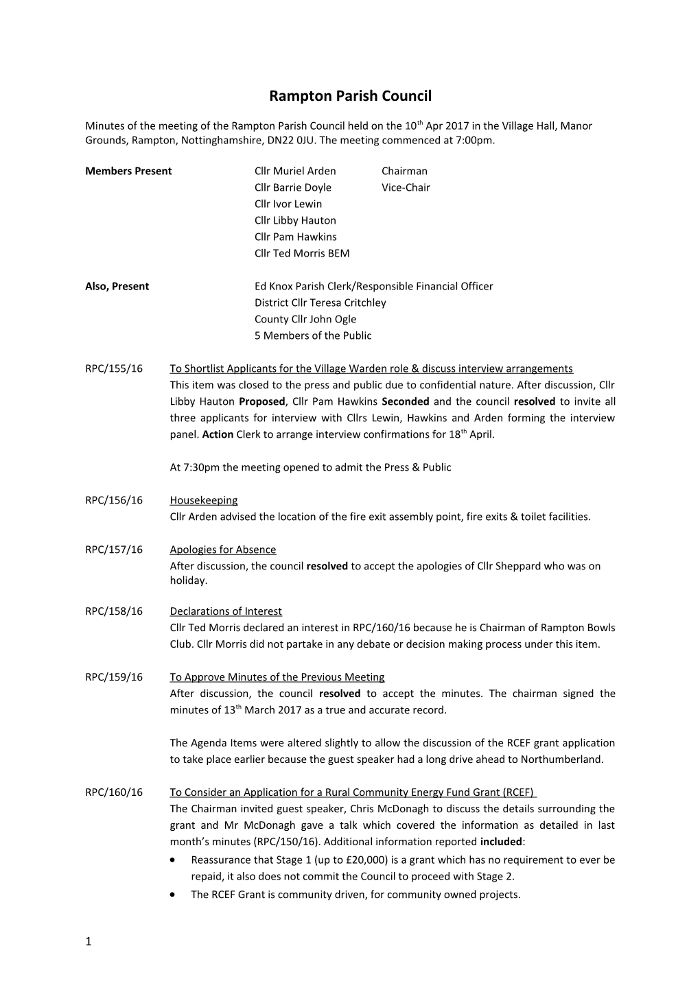 Rampton Parish Council s1