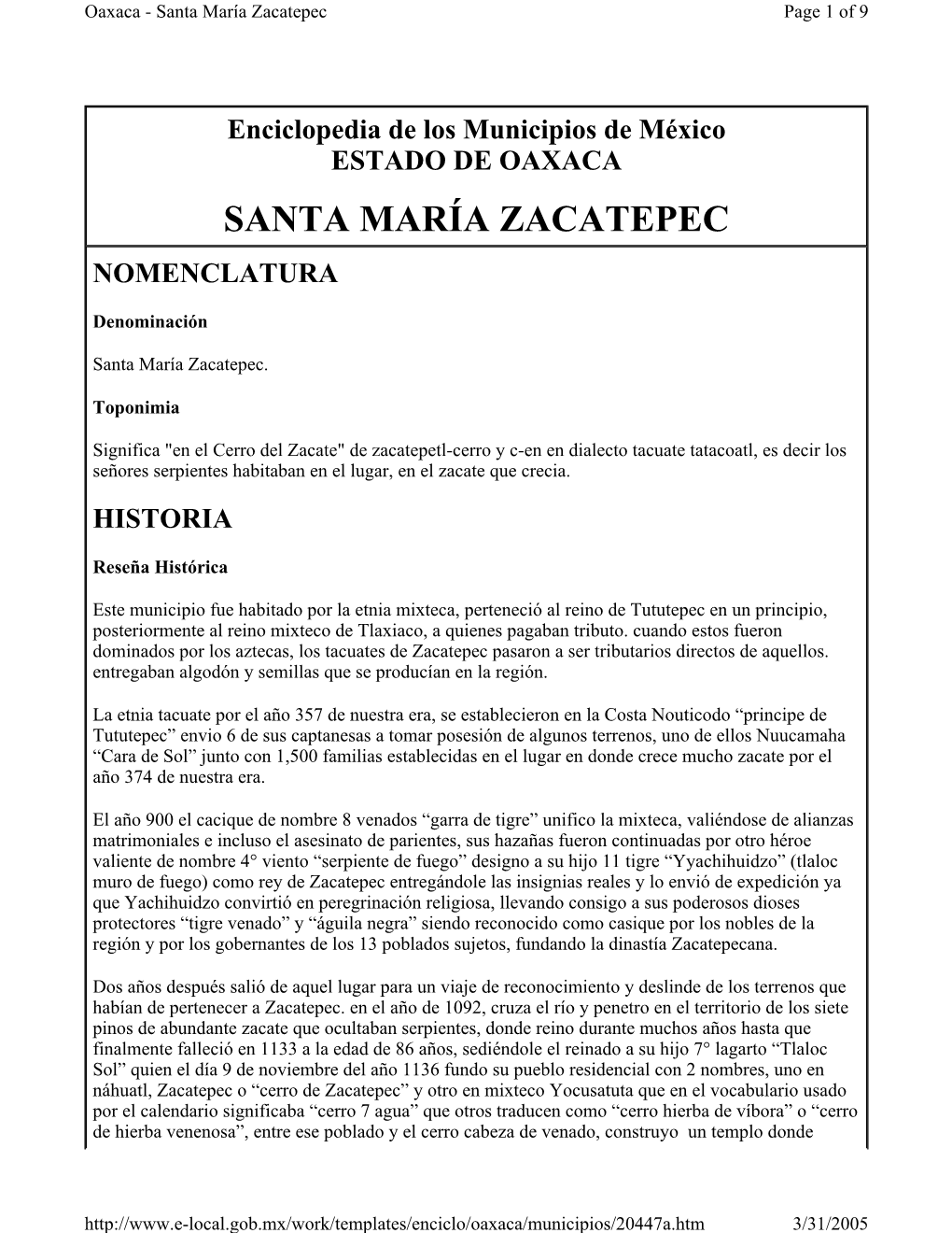 Santa María Zacatepec Page 1 of 9