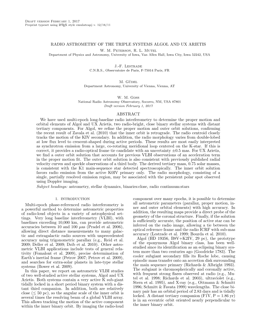 Radio Astrometry of the Triple Systems Algol and Ux Arietis W