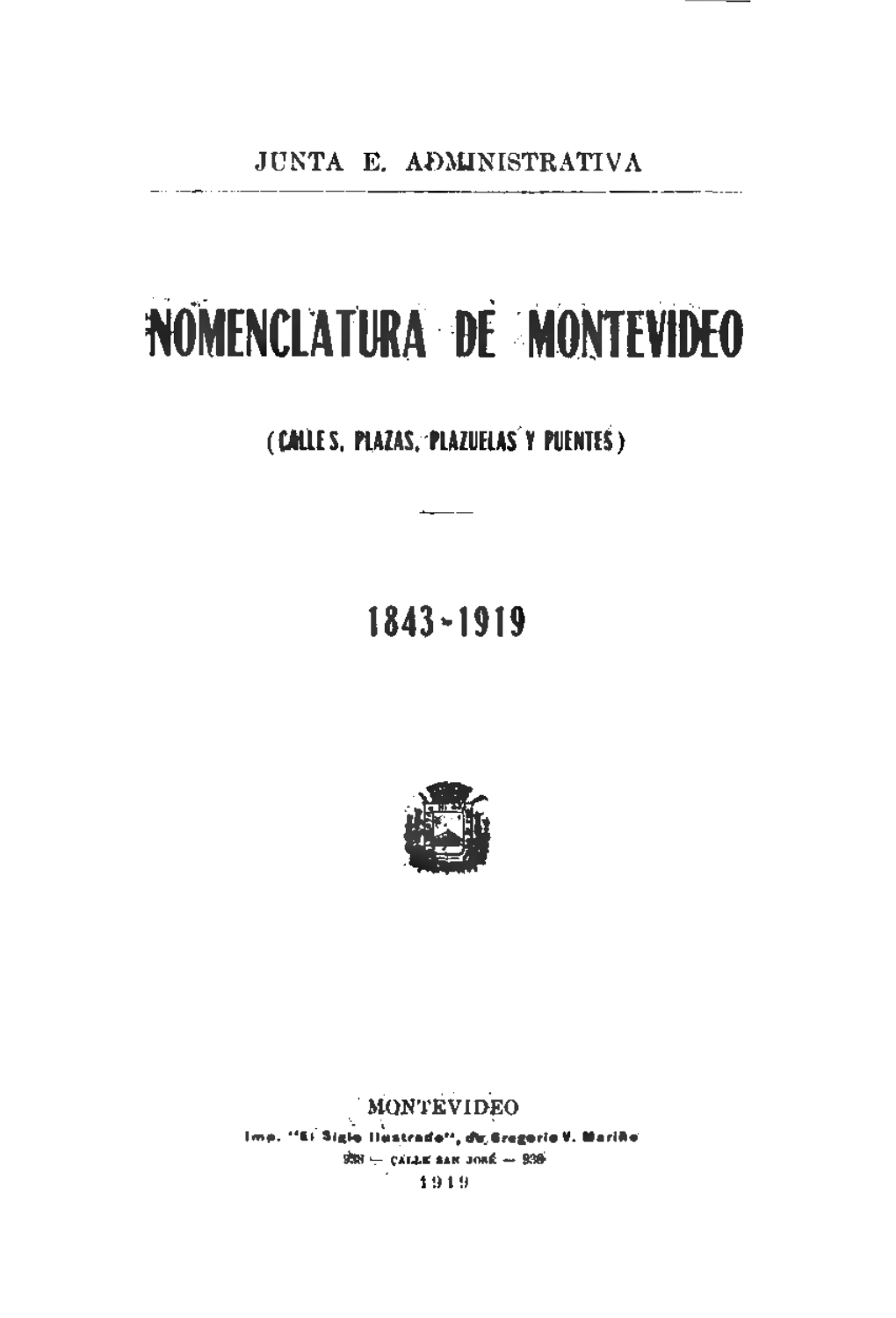 Nomenclatura Montevideo 1843