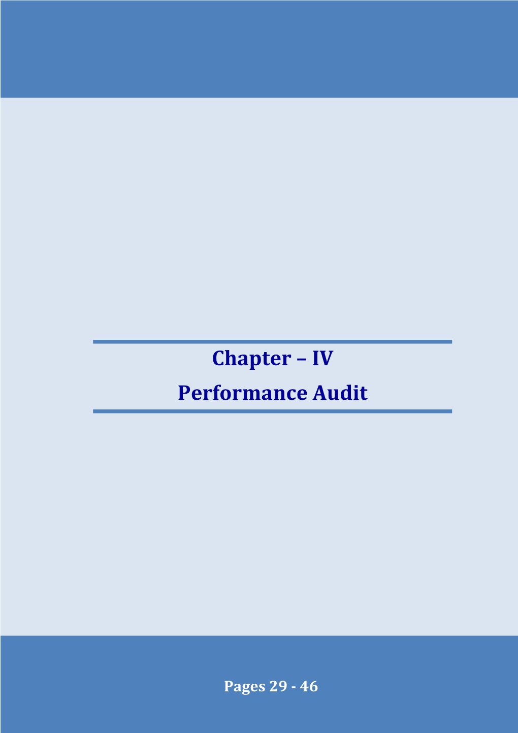 Chapter – IV Performance Audit