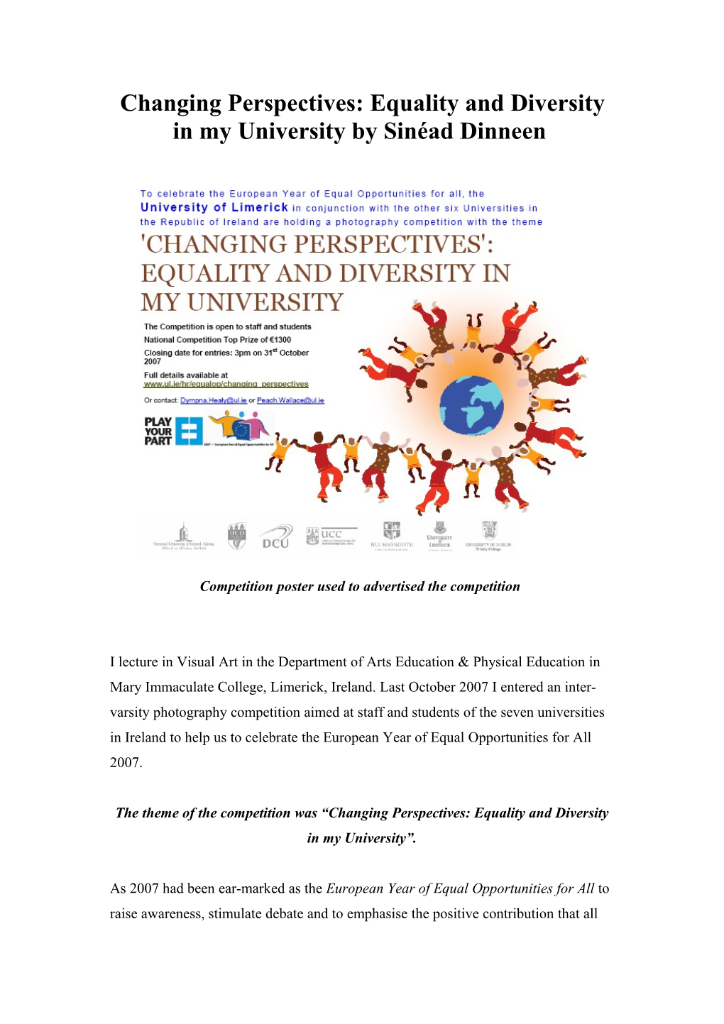 Changing Perspectives: Equality and Diversity in My University by Sinéad Dinneen