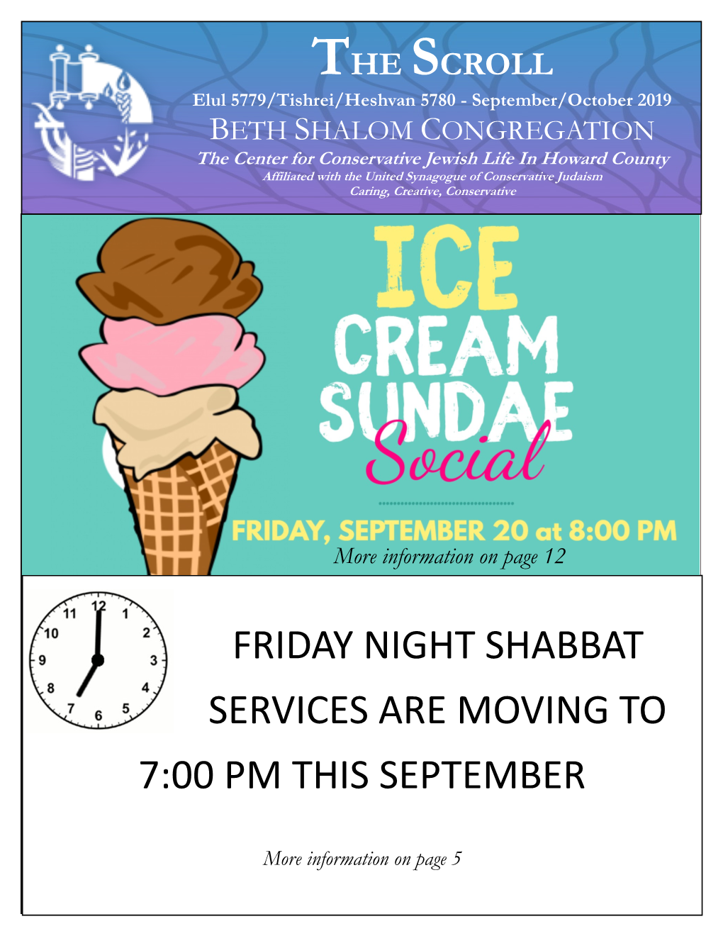 Friday Night Shabbat Services Are Moving to 7:00 Pm This September