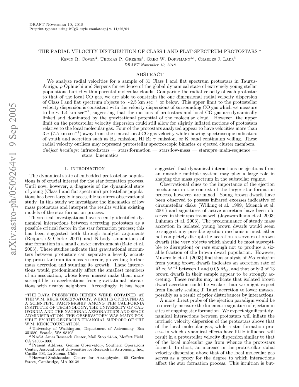 The Radial Velocity Distribution of Class I and Flat-Spectrum Protostars