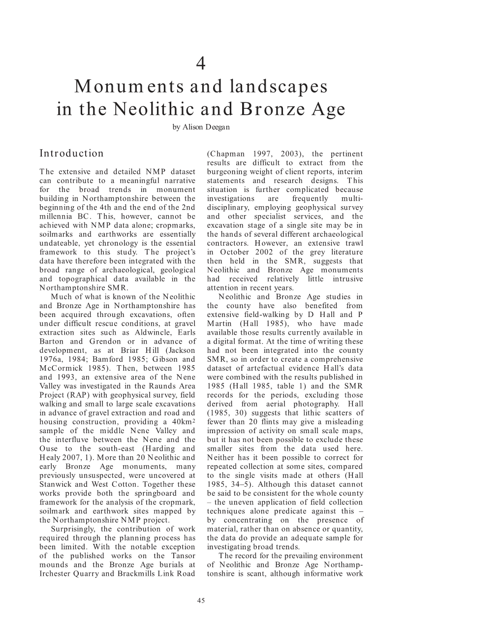 4 Monuments and Landscapes in the Neolithic and Bronze Age by Alison Deegan