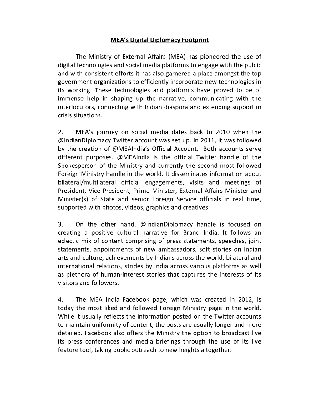 MEA's Digital Diplomacy Footprint