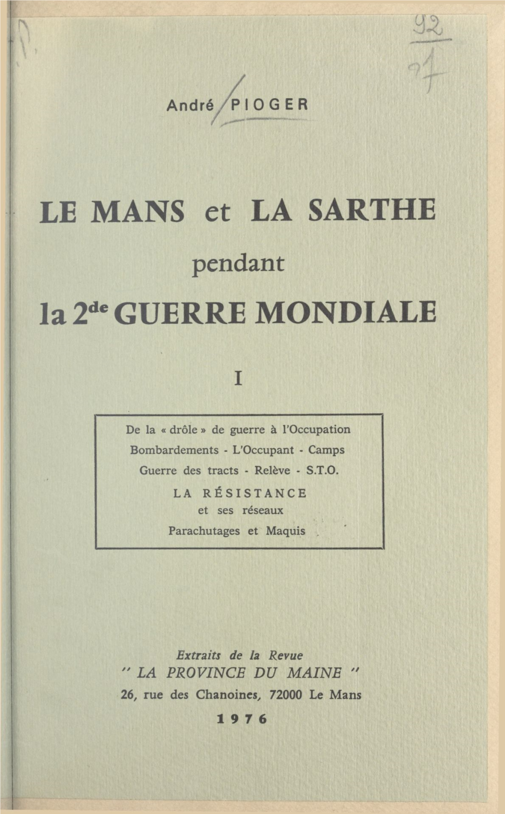 Le Mans Et La Sarthe Pendant La 2De Guerre Mondiale (1)