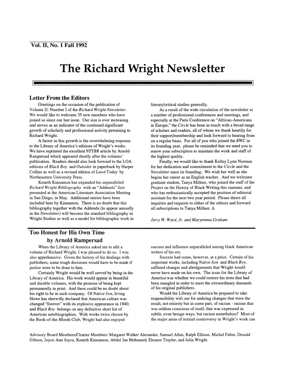 The Richard Wright Newsletter