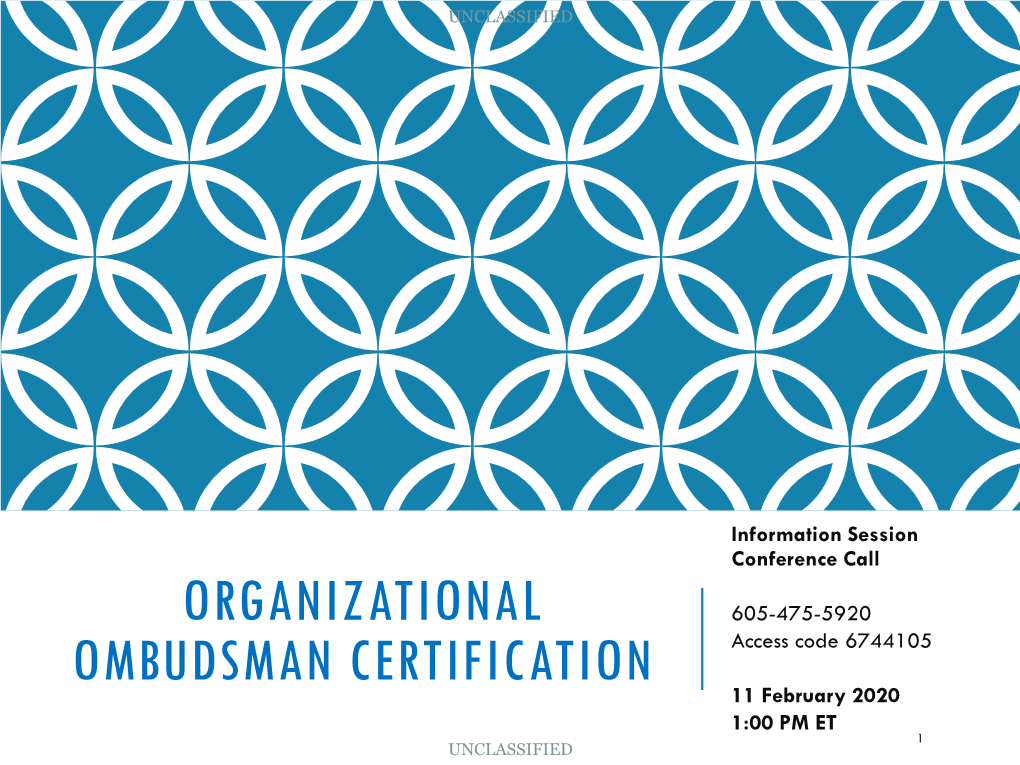 Certification of Organizational Ombudsmen