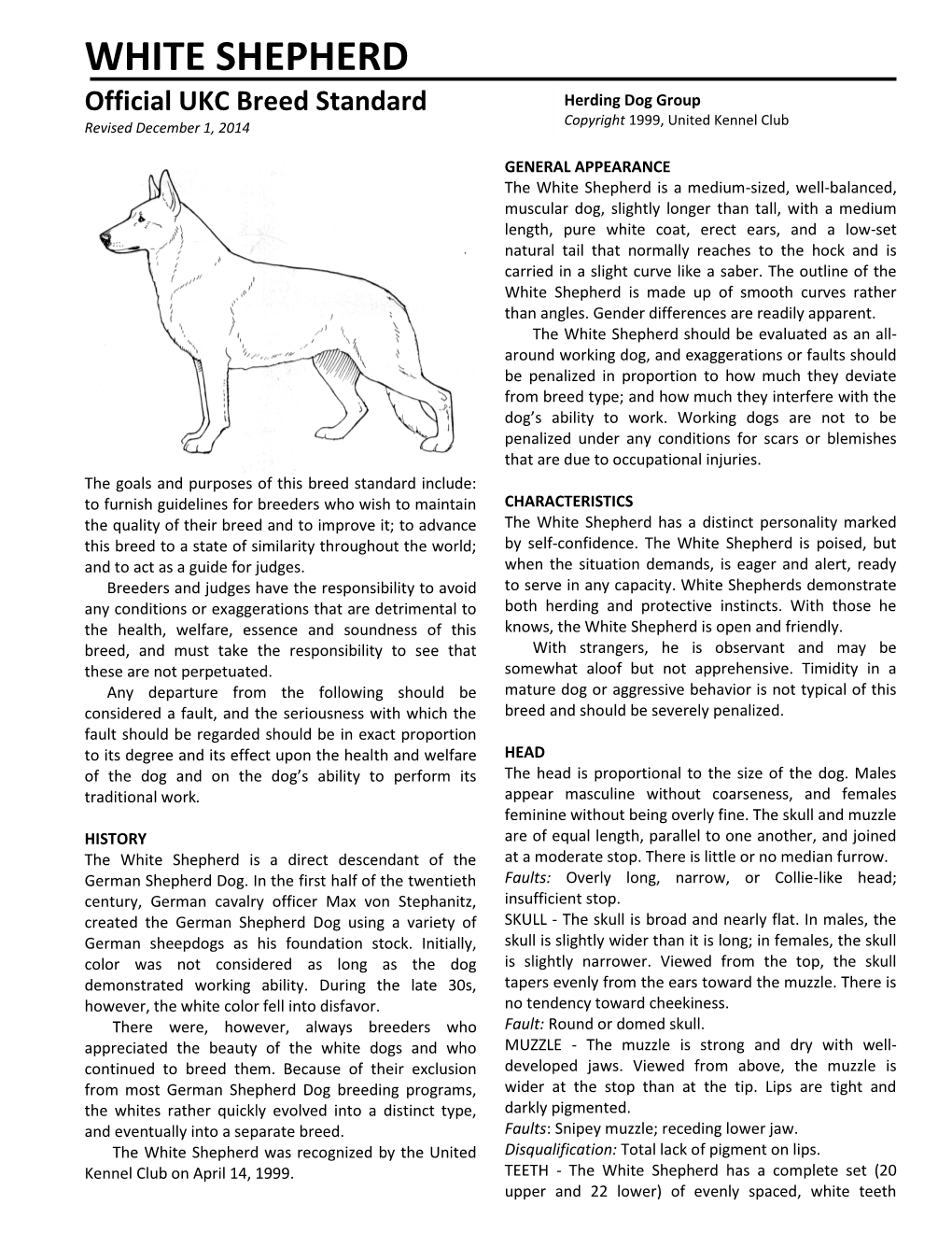 Download White Shepherd Breed Standard