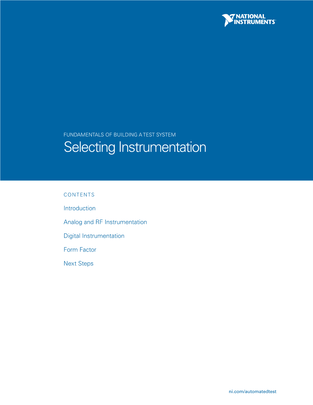 Selecting Instrumentation