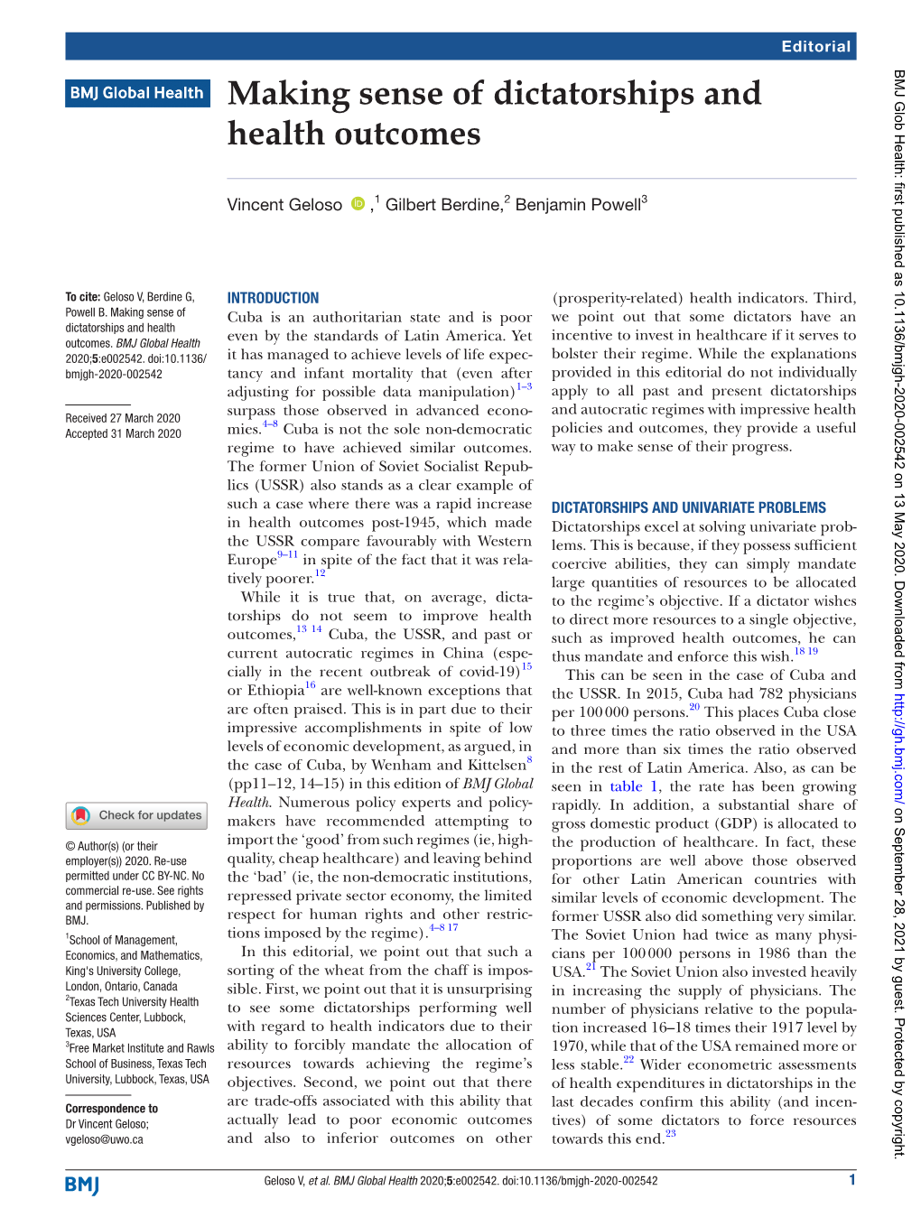 Making Sense of Dictatorships and Health Outcomes