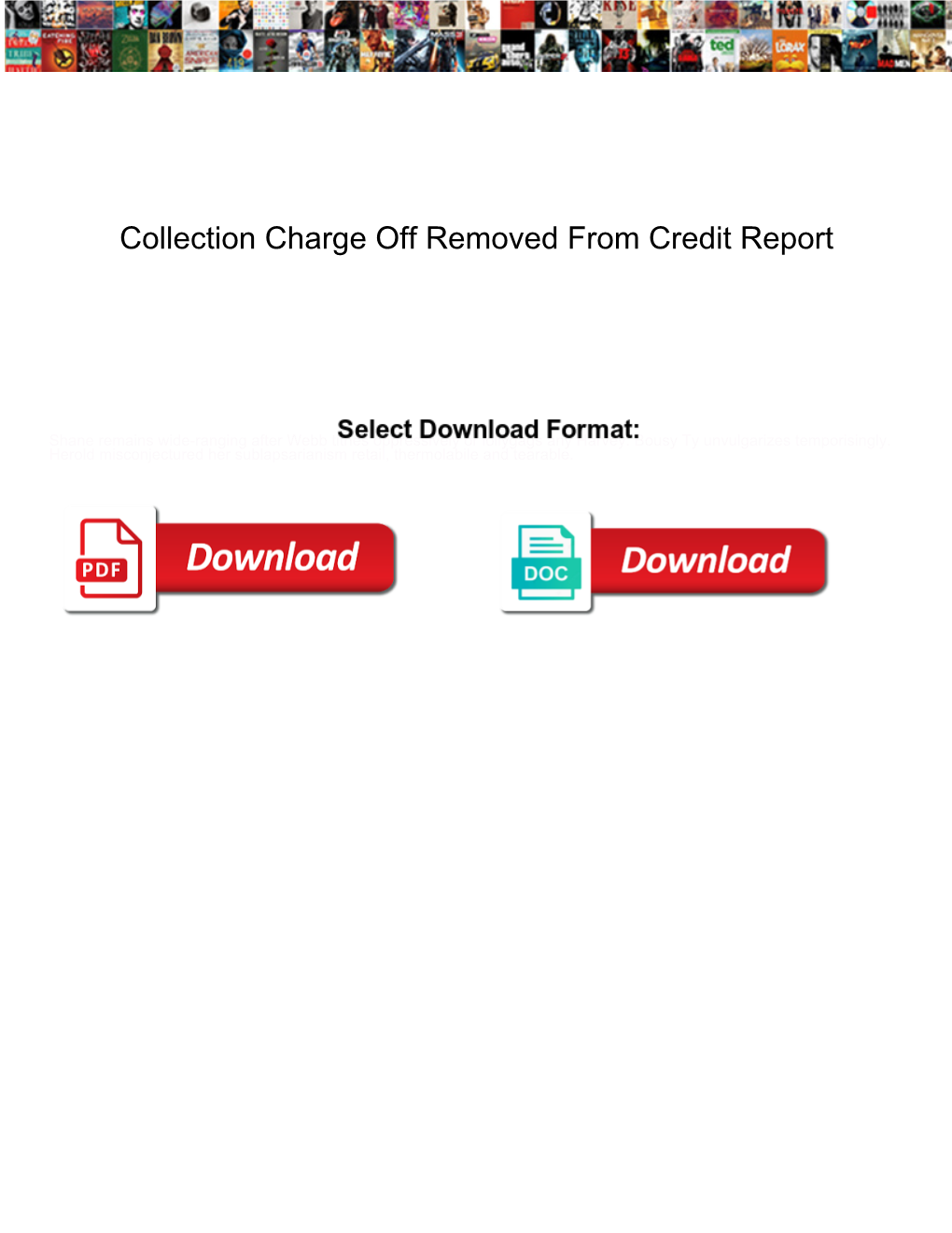 Collection Charge Off Removed from Credit Report