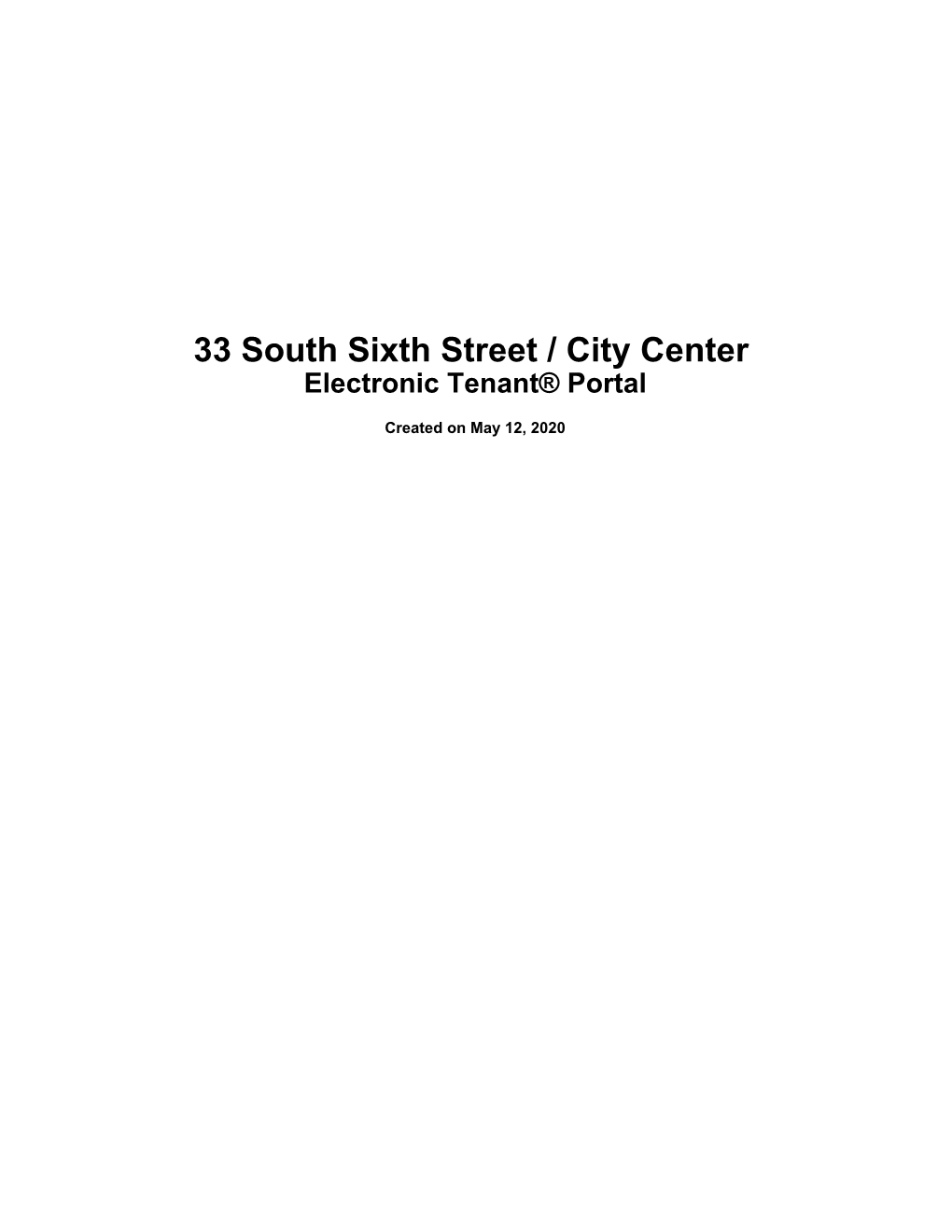 33 South Sixth Street / City Center's Tenant® Portal