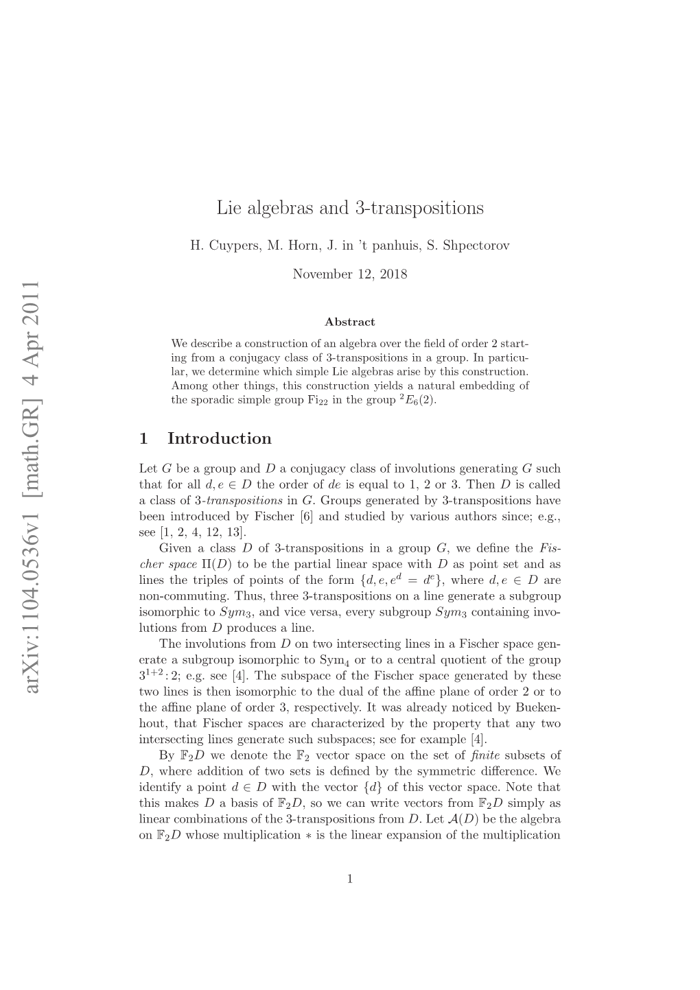 Lie Algebras and 3-Transpositions