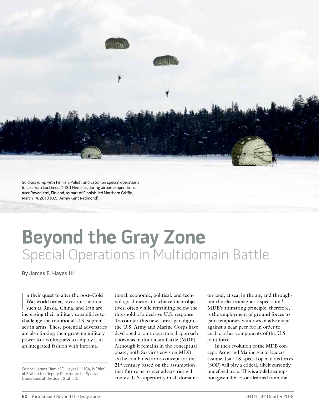 Beyond the Gray Zone: Special Operations in Multidomain Battle