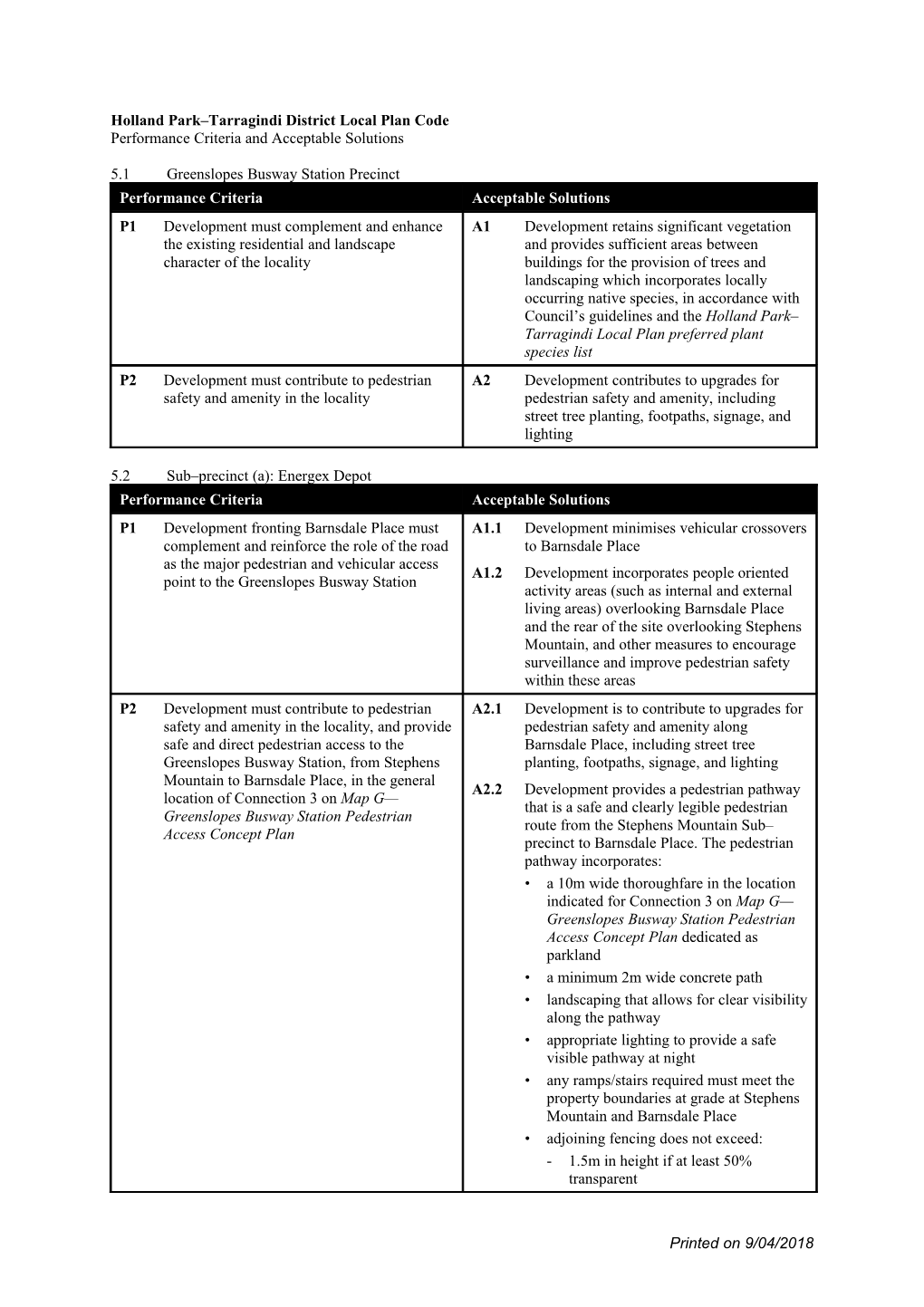 Holland Park Tarragindi District Local Plan Code