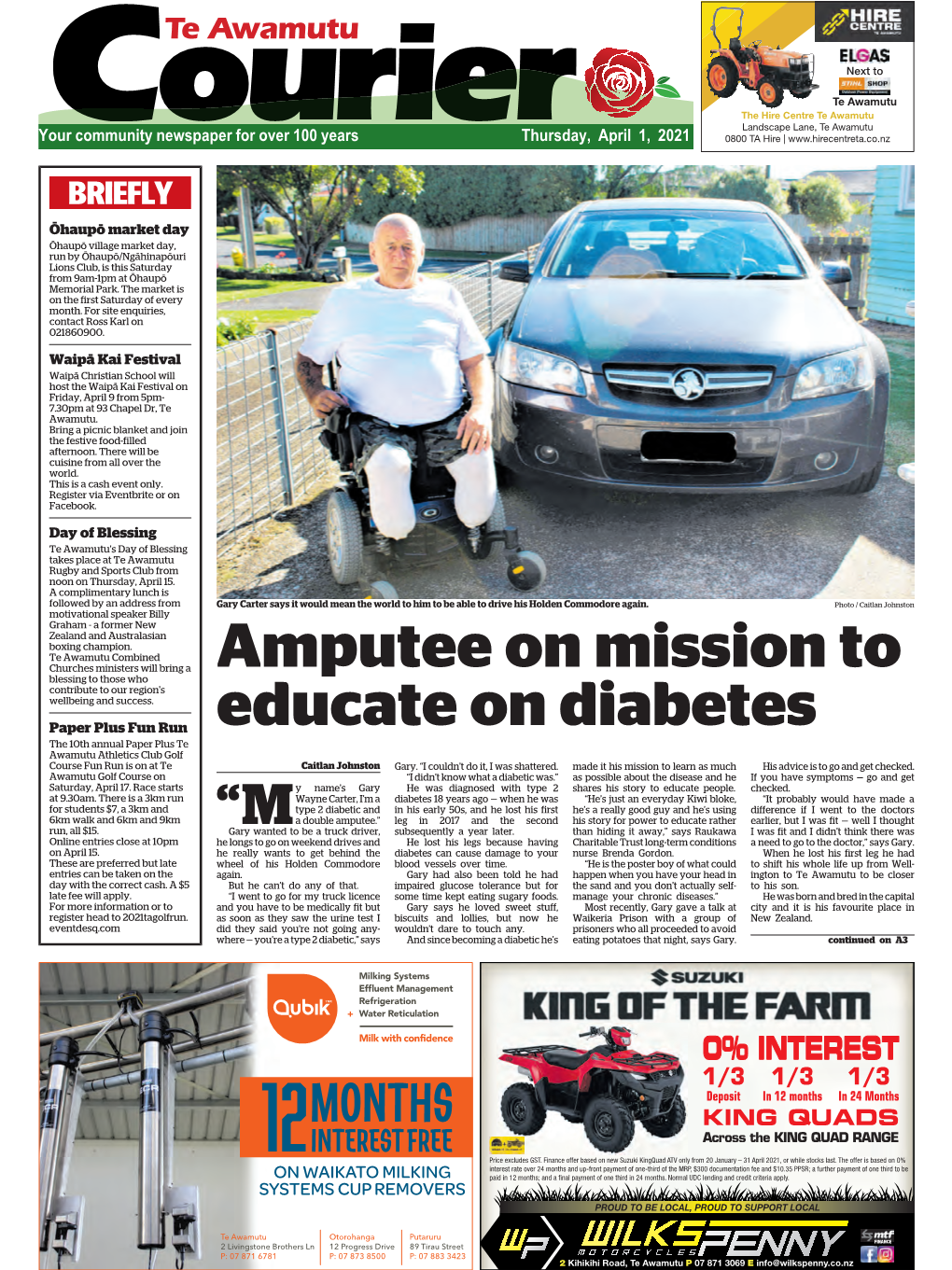 Te Awamutu Courier Thursday, April 1, 2021