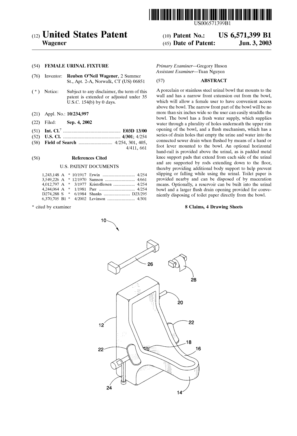 (12) United States Patent (10) Patent N0.: US 6,571,399 B1 Wagener (45) Date 0F Patent: Jun