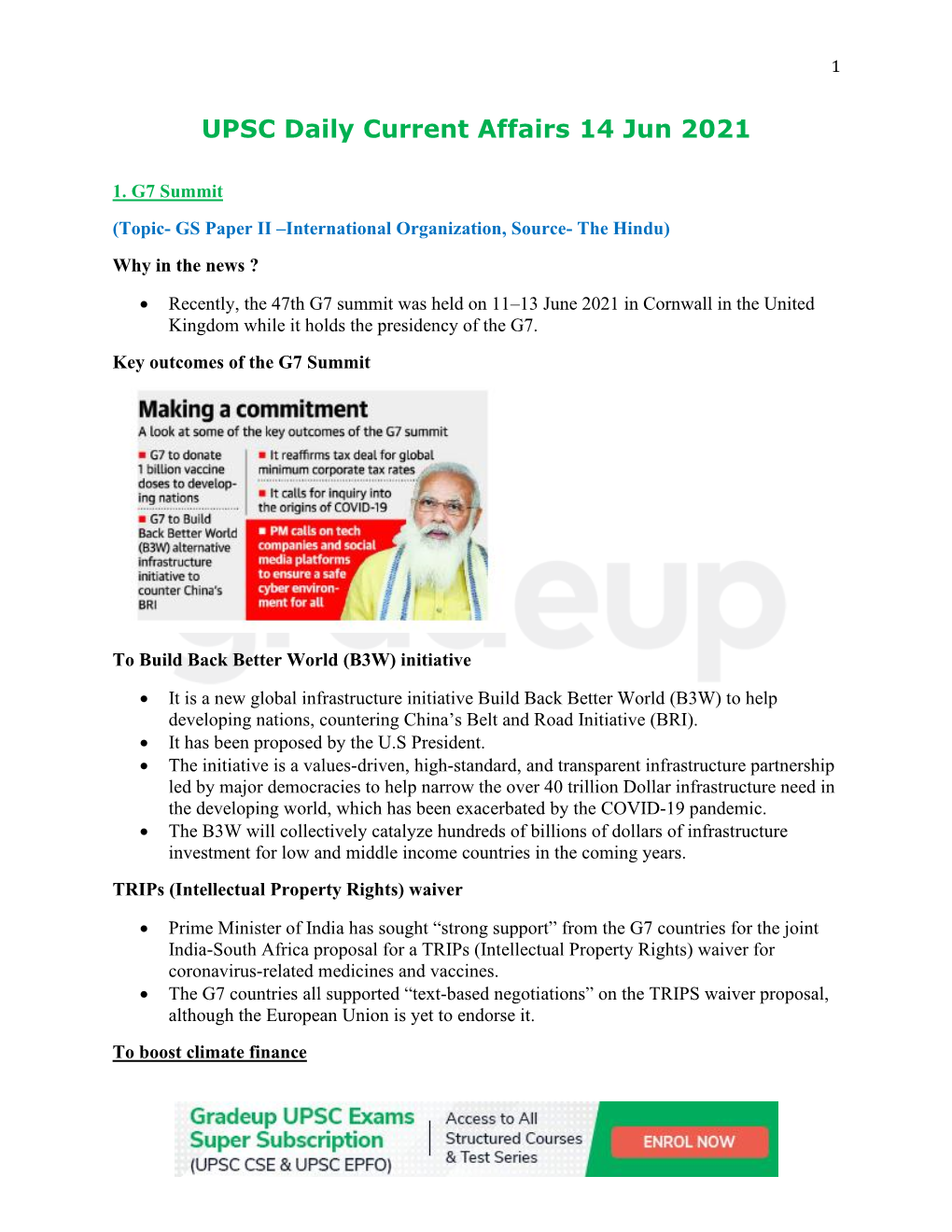 UPSC Daily Current Affairs 14 Jun 2021