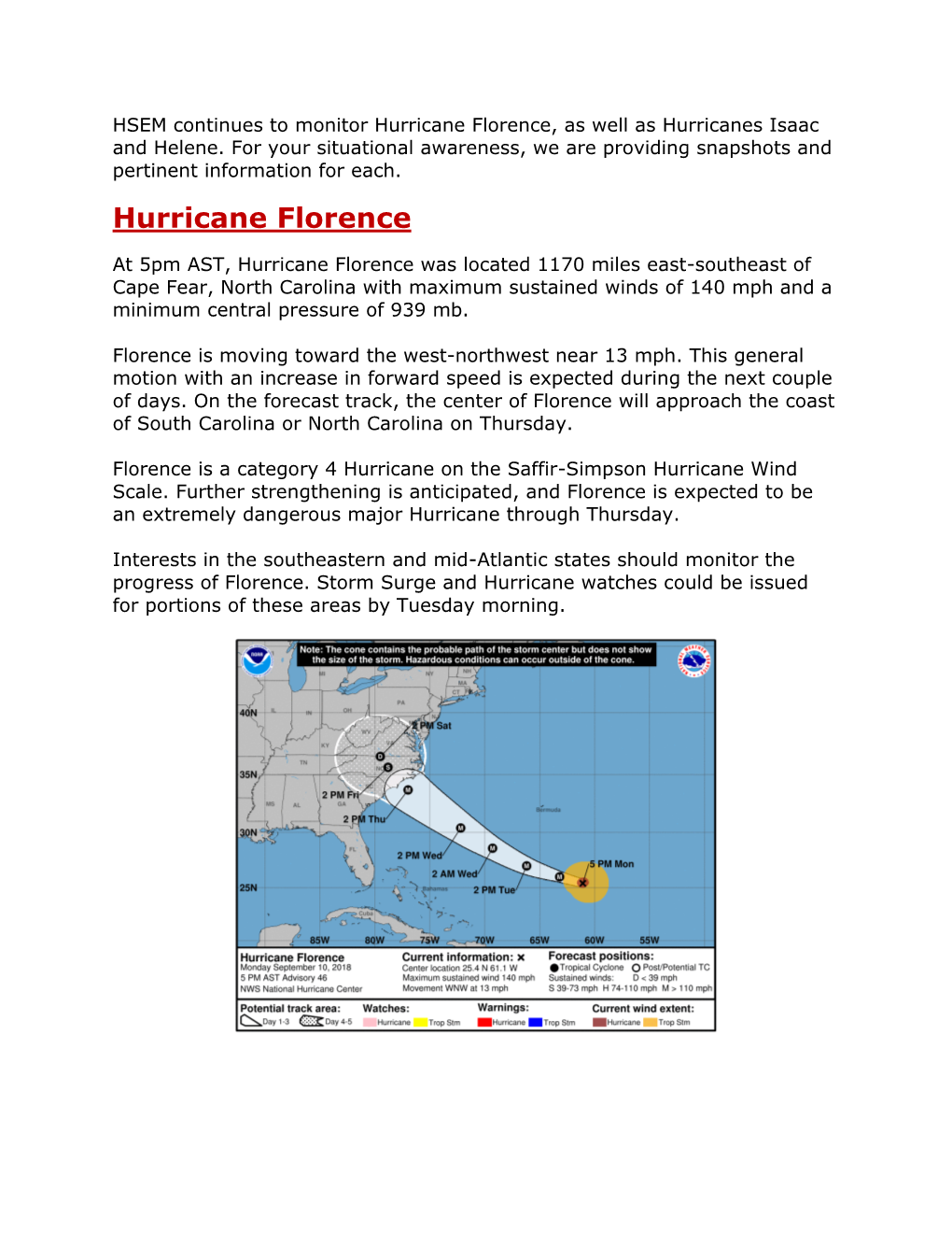 Hurricane Florence, As Well As Hurricanes Isaac and Helene