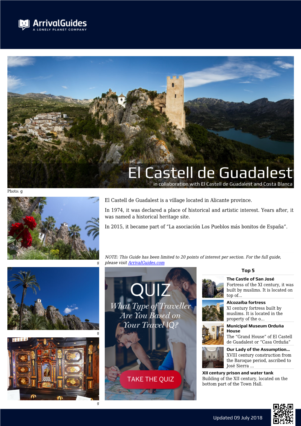 El Castell De Guadalest in Collaboration with El Castell De Guadalest and Costa Blanca Photo: G El Castell De Guadalest Is a Village Located in Alicante Province