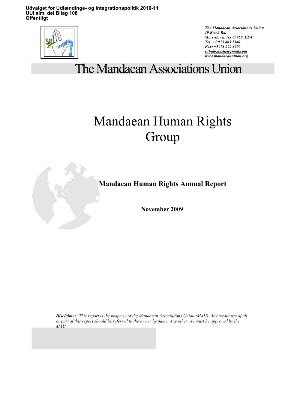 The Mandaean Associations Union Mandaean Human Rights Group