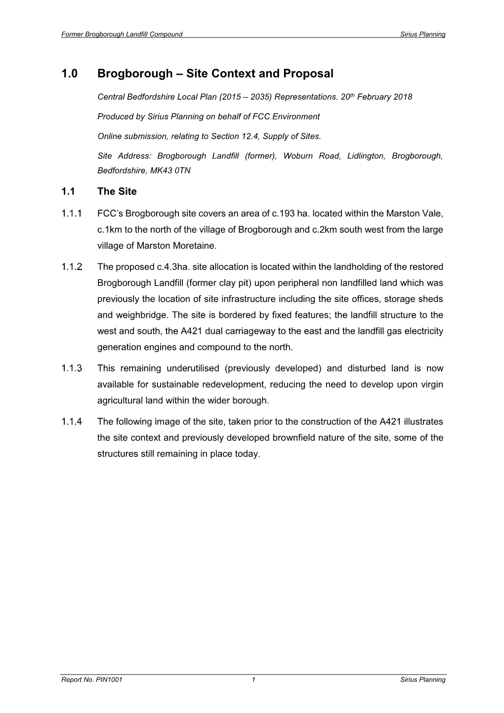 1.0 Brogborough – Site Context and Proposal