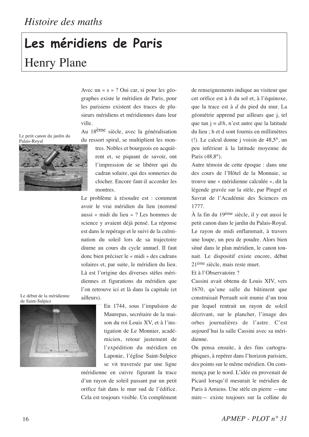 Histoire Des Maths Les Méridiens De Paris Henry Plane