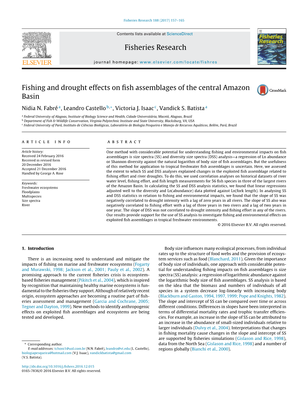 Fishing and Drought Effects on Fish Assemblages of the Central Amazon