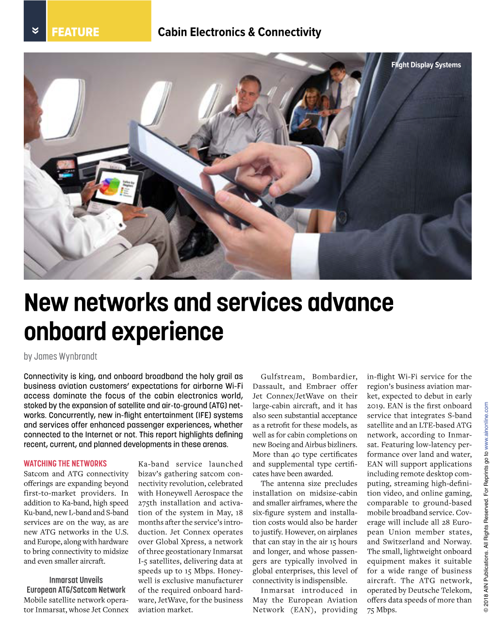 New Networks and Services Advance Onboard Experience