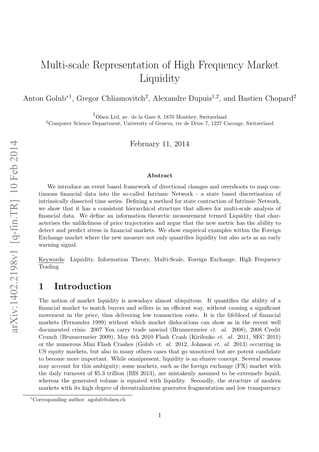 Multi-Scale Representation of High Frequency Market Liquidity Arxiv