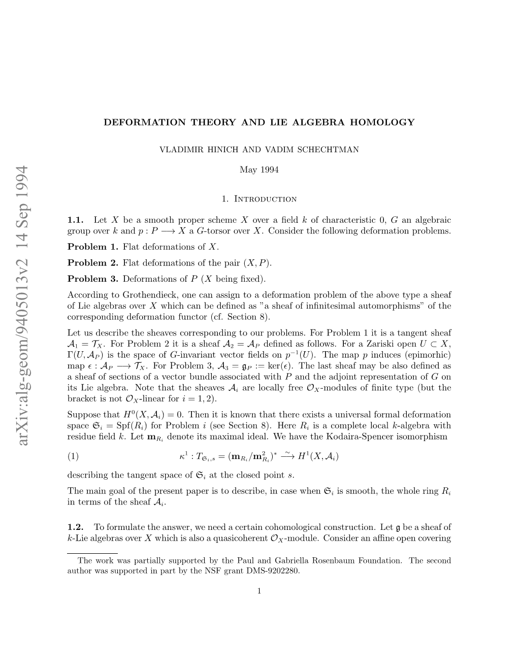 Deformation Theory and Lie Algebra Homology