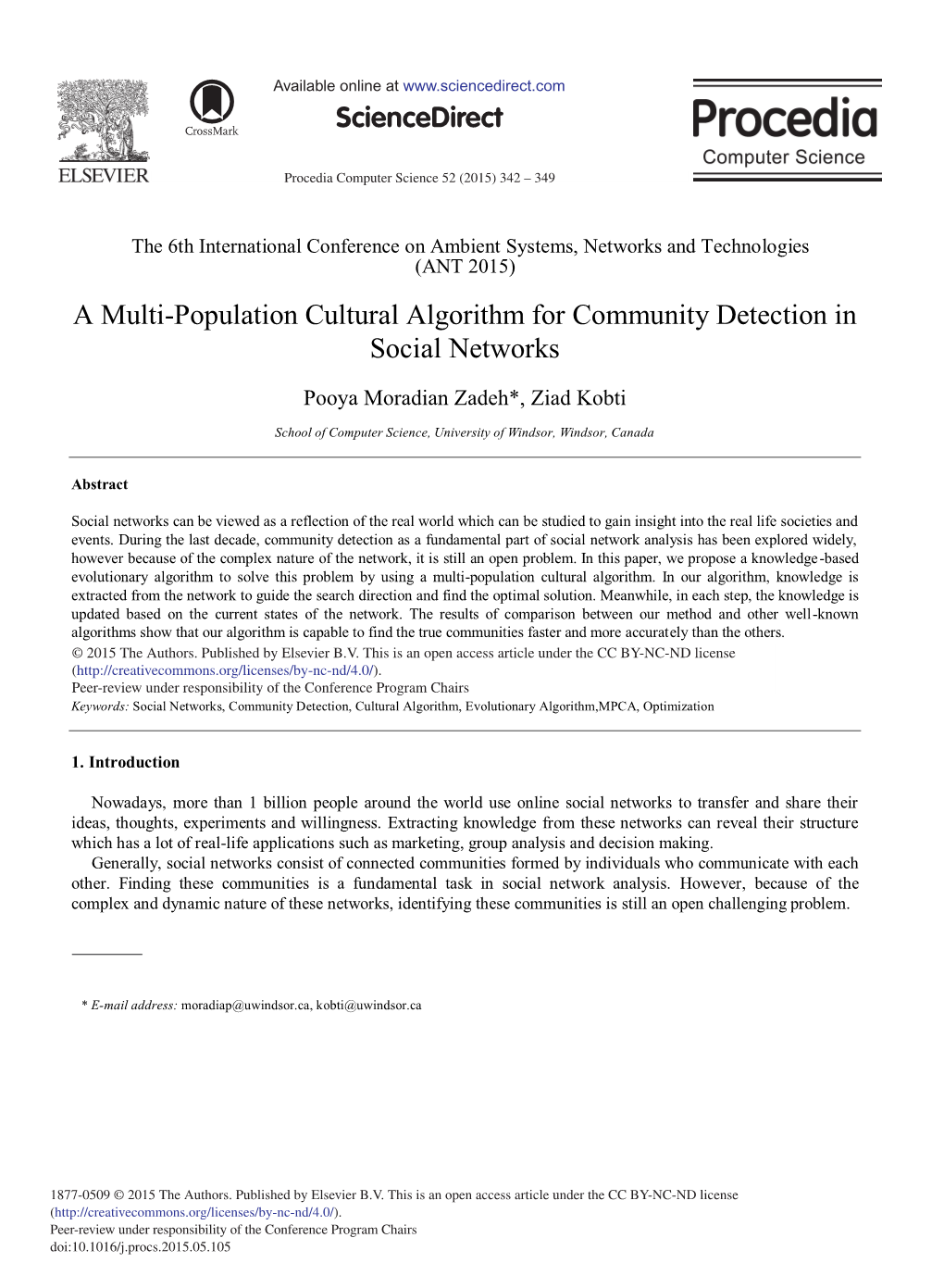 A Multi-Population Cultural Algorithm for Community Detection in Social Networks