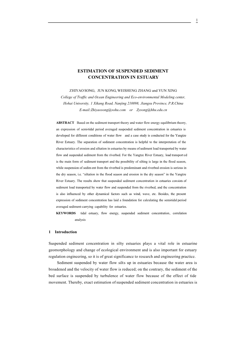 Estimation of Suspended Sediment Concentration in Estuary