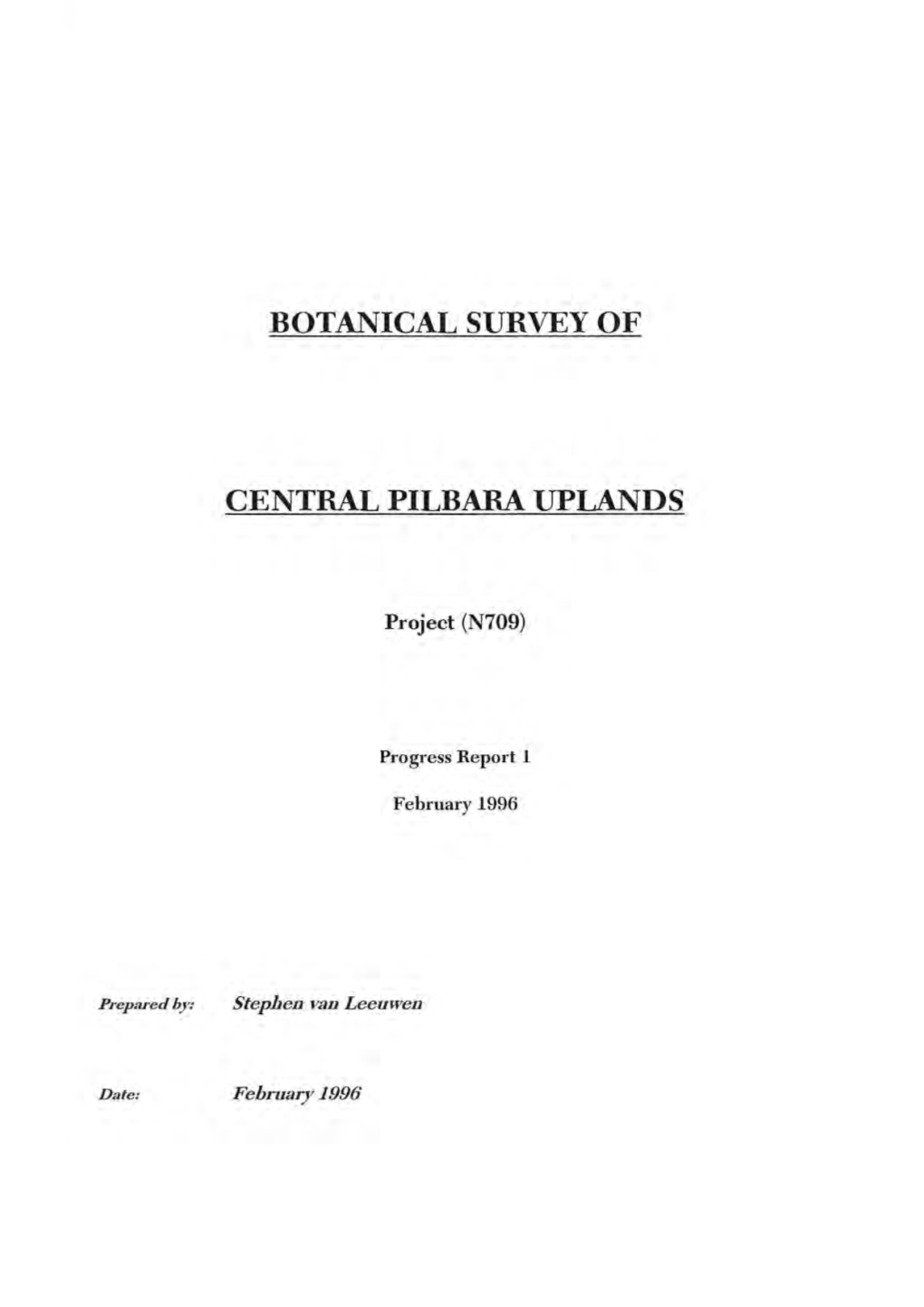 Botanical Survey of Central Pilbara Uplands