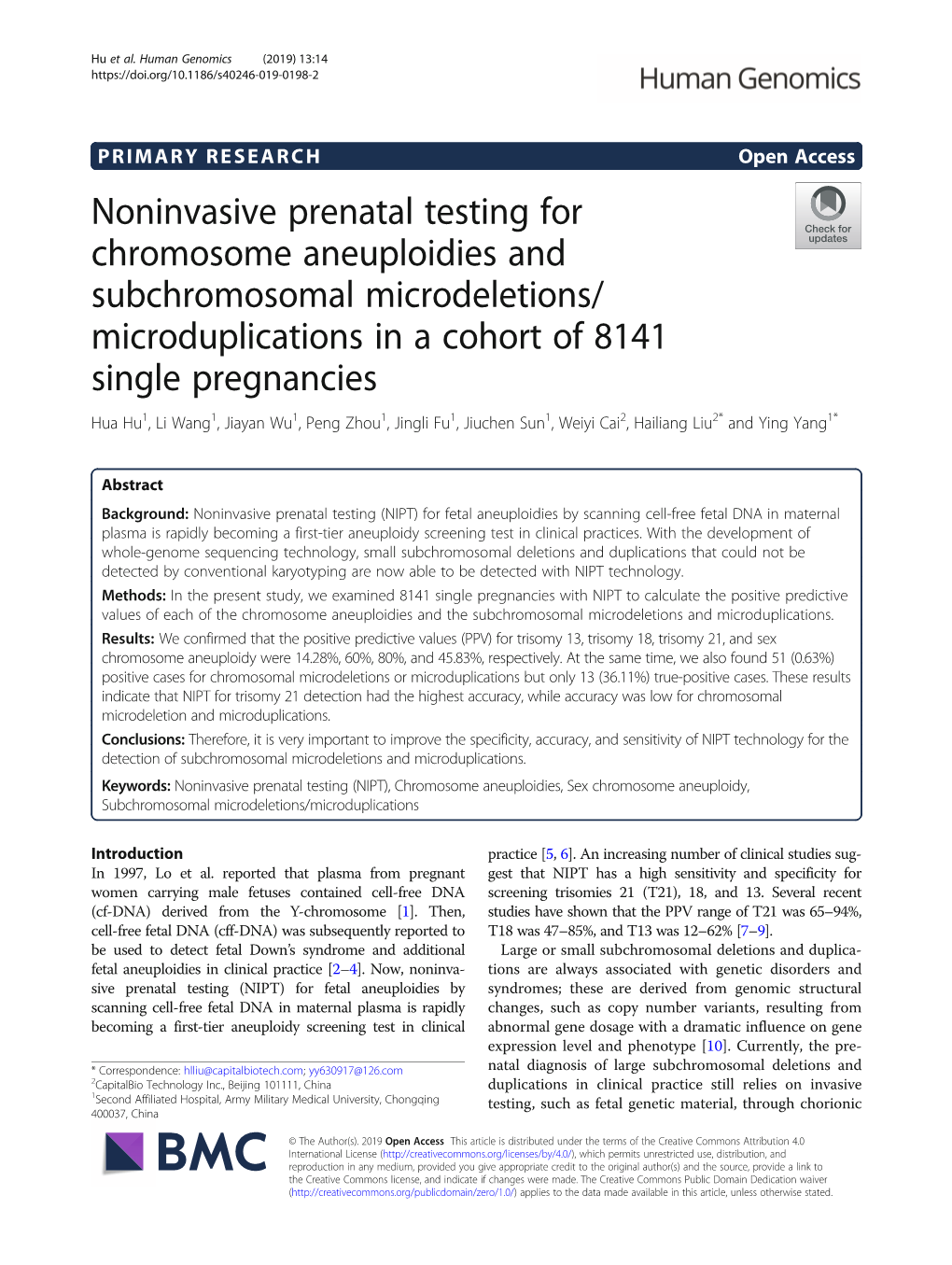 Noninvasive Prenatal Testing for Chromosome Aneuploidies And