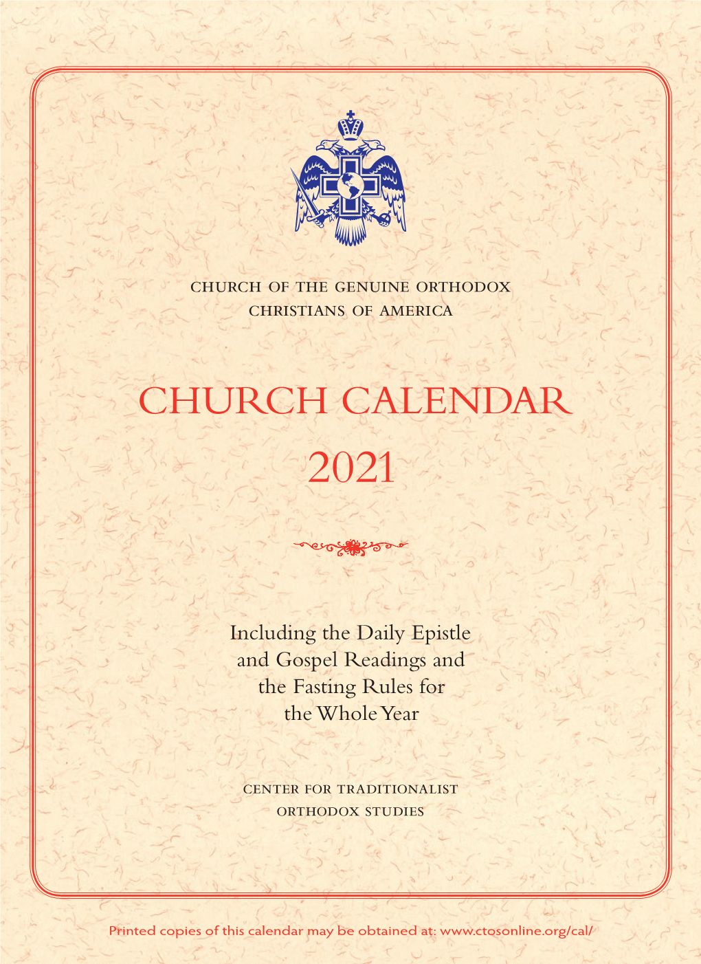 Church Calendar for 2021