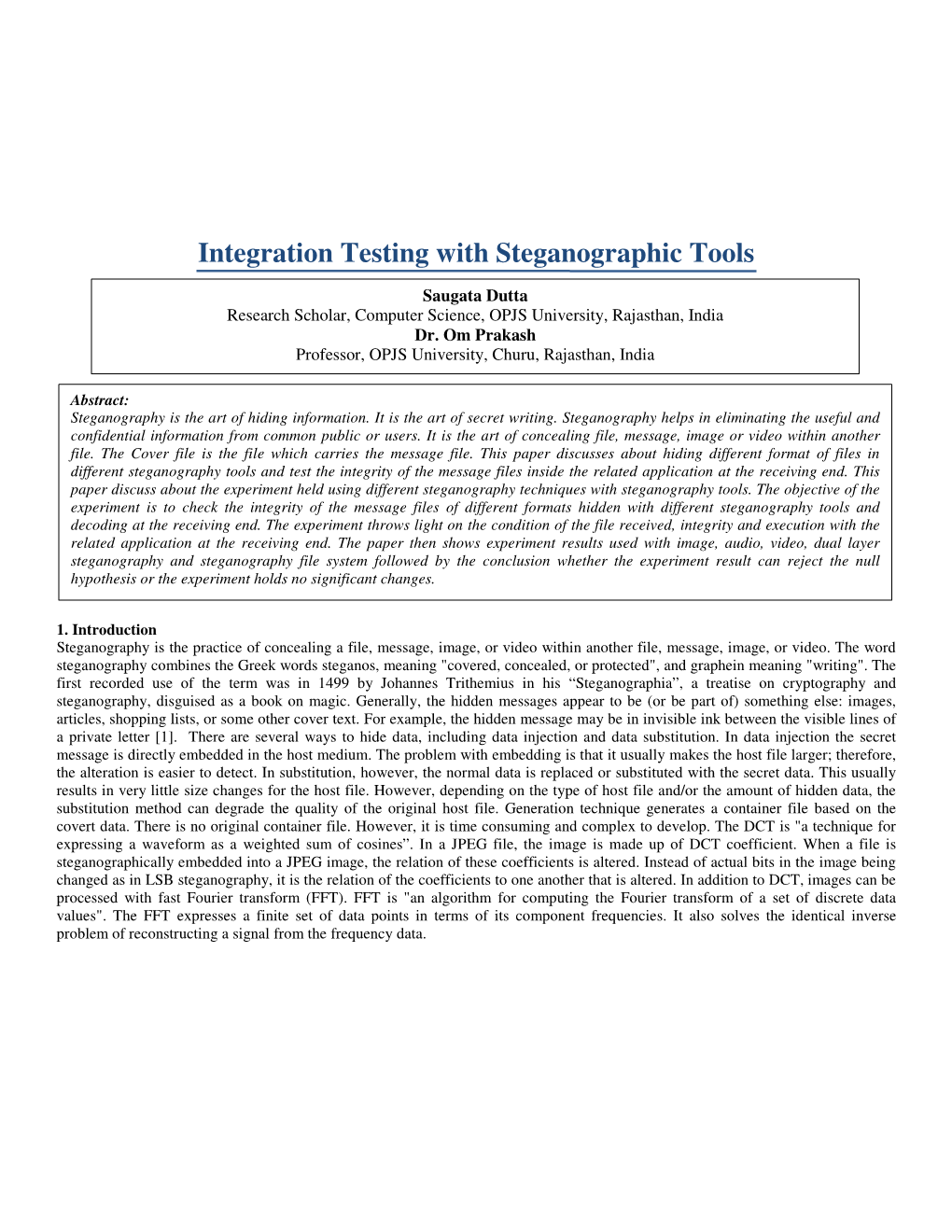 Integration Testing with Steganographic Tools