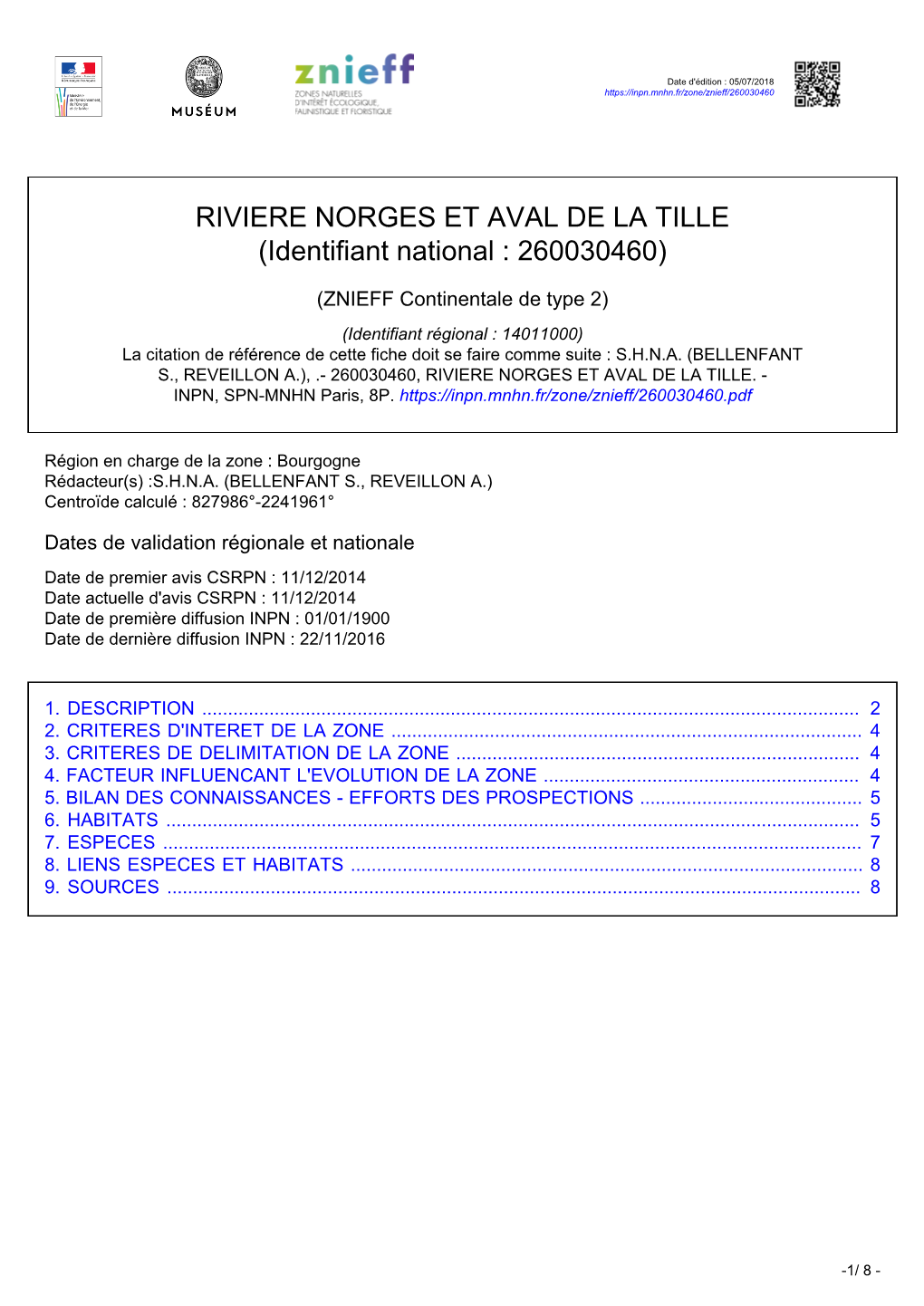 RIVIERE NORGES ET AVAL DE LA TILLE (Identifiant National : 260030460)