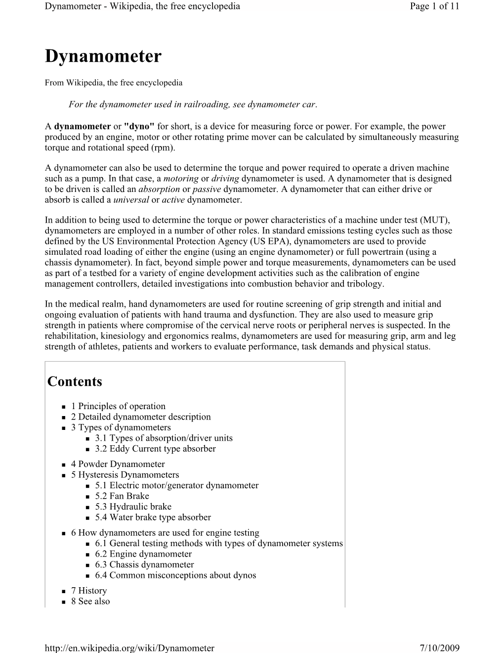 Dynamometer - Wikipedia, the Free Encyclopedia Page 1 of 11