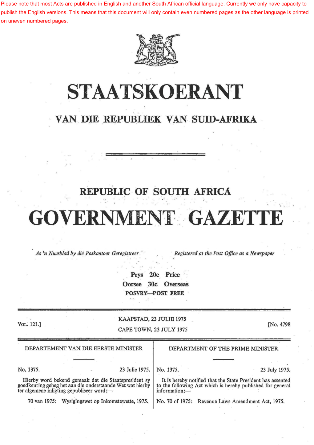Revenue Laws Amendment Act, 1975