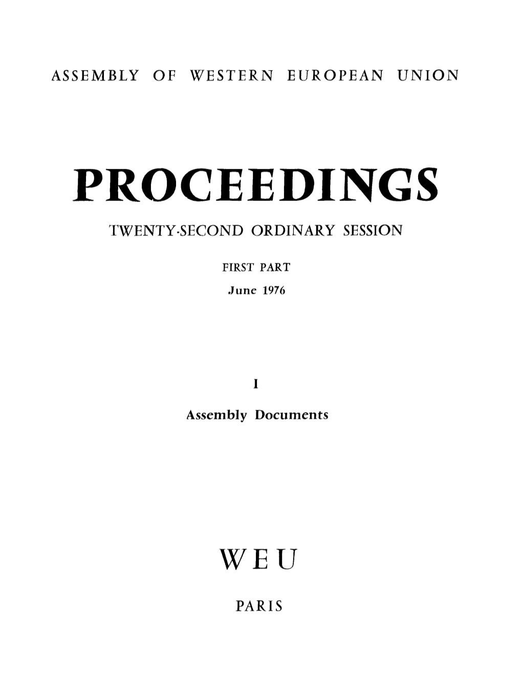 Proceedings Twenty-Second Ordinary Session