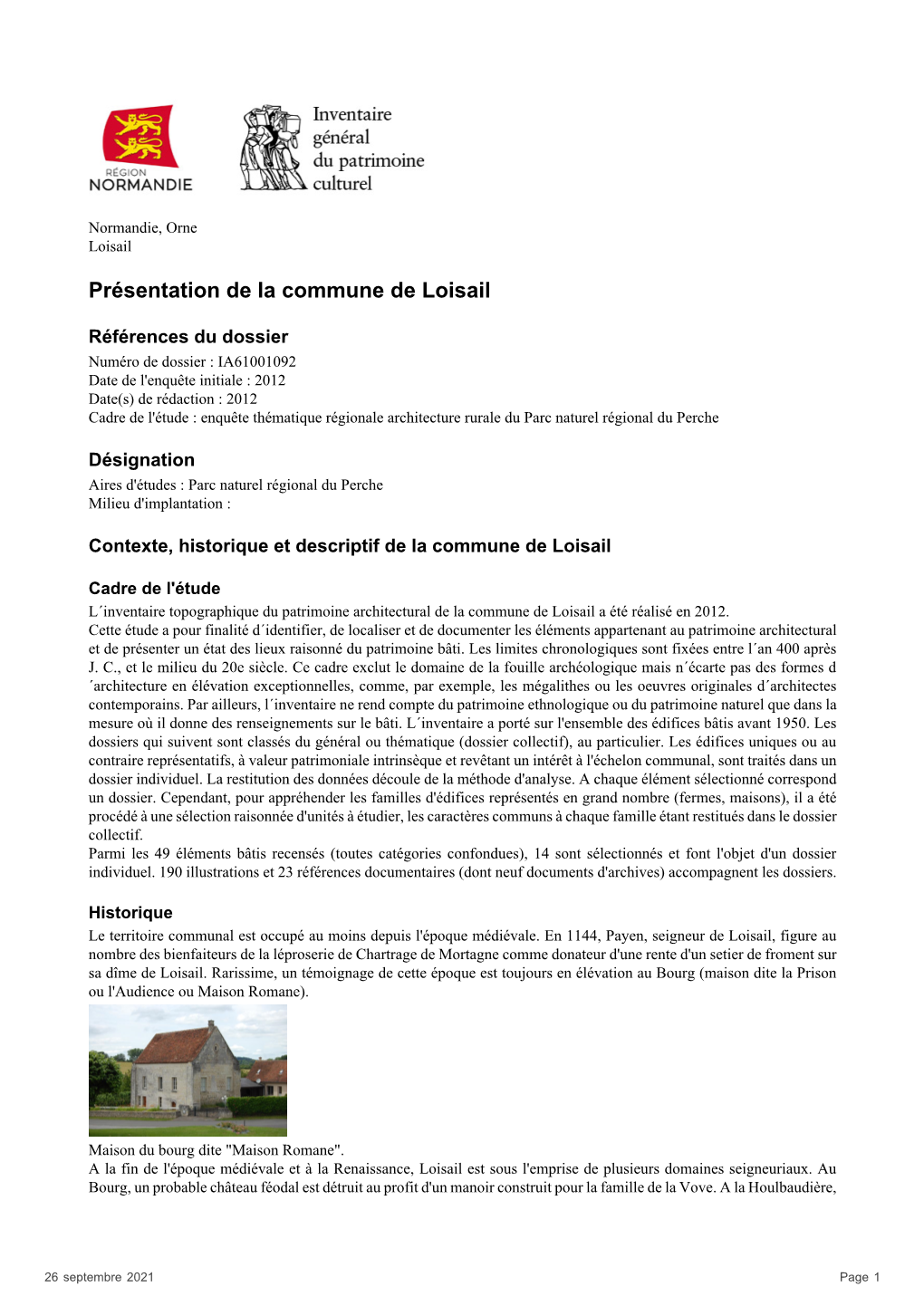 Présentation De La Commune De Loisail