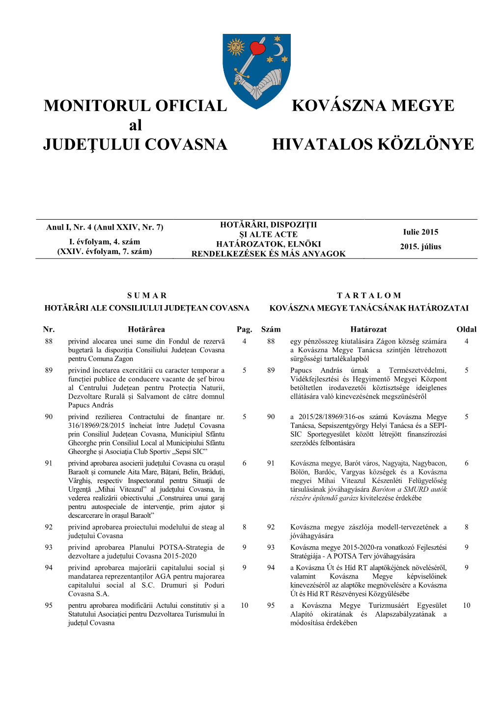 Monitorul Oficial Kovászna Megye