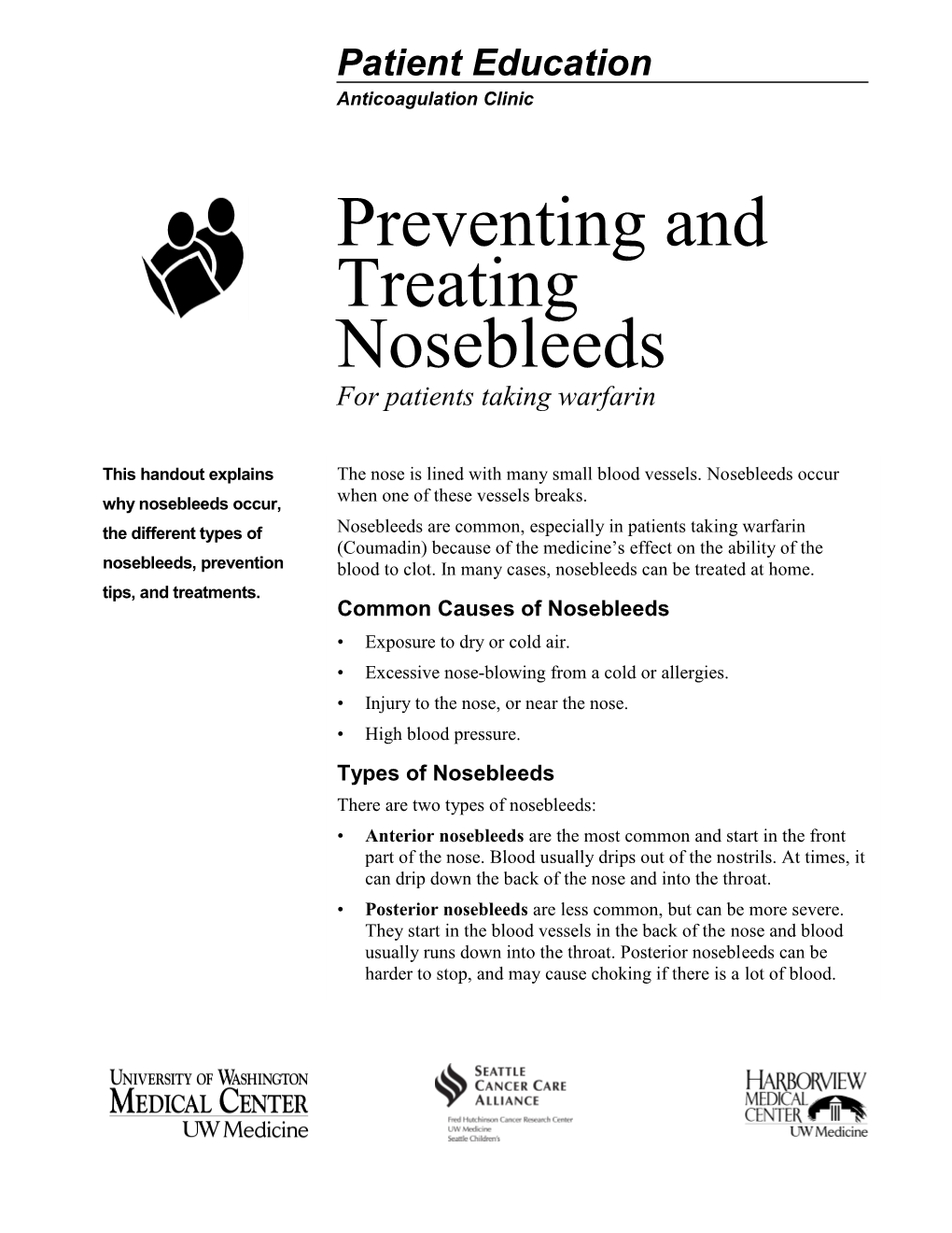 Preventing and Treating Nosebleeds for Patients Taking Warfarin