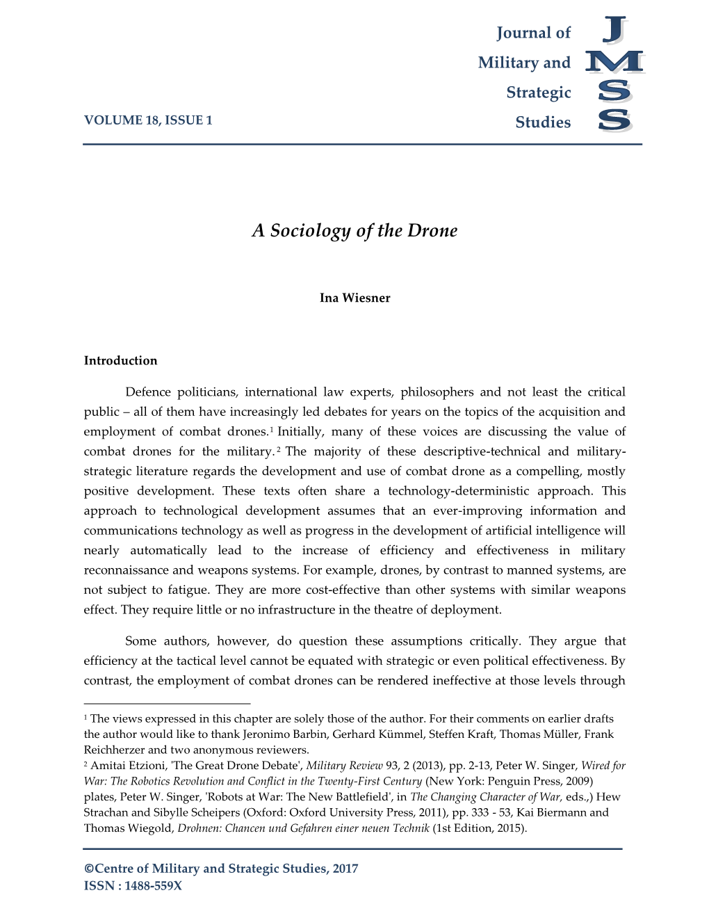 A Sociology of the Drone