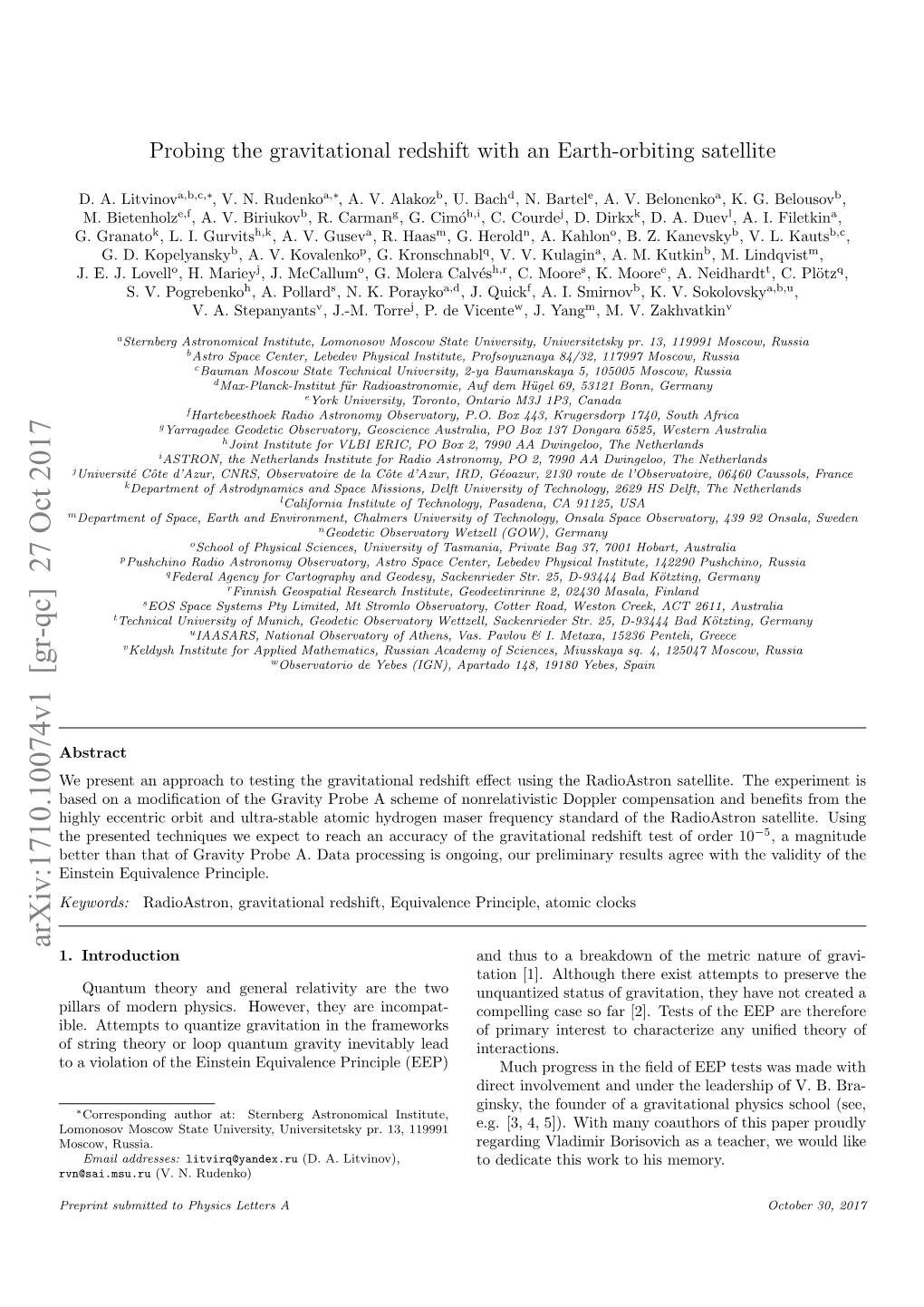 Probing the Gravitational Redshift with an Earth-Orbiting Satellite